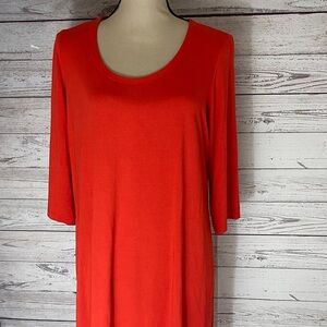 Eileen Fisher Vibrant Orange Scoop Neck Tunic Top Size 1X